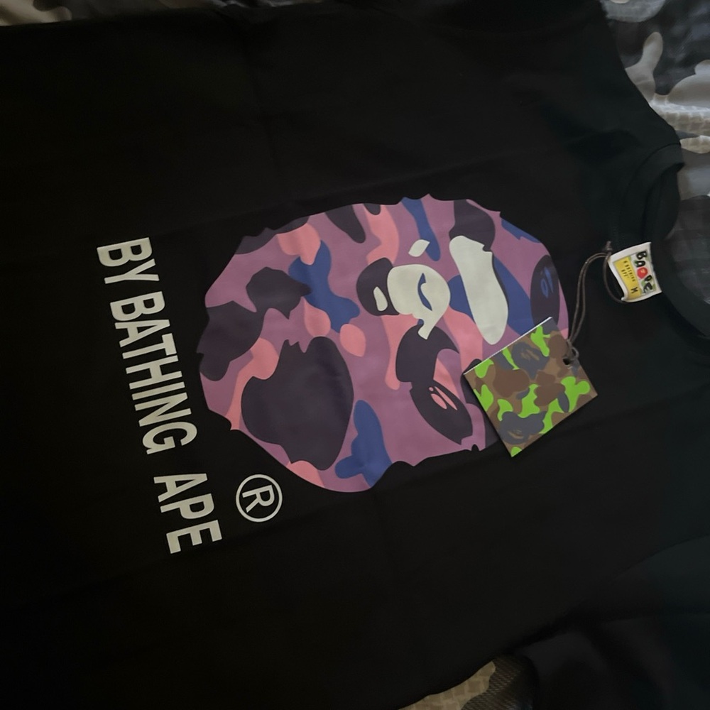 Bape Black Tee with Multicolor Logo
